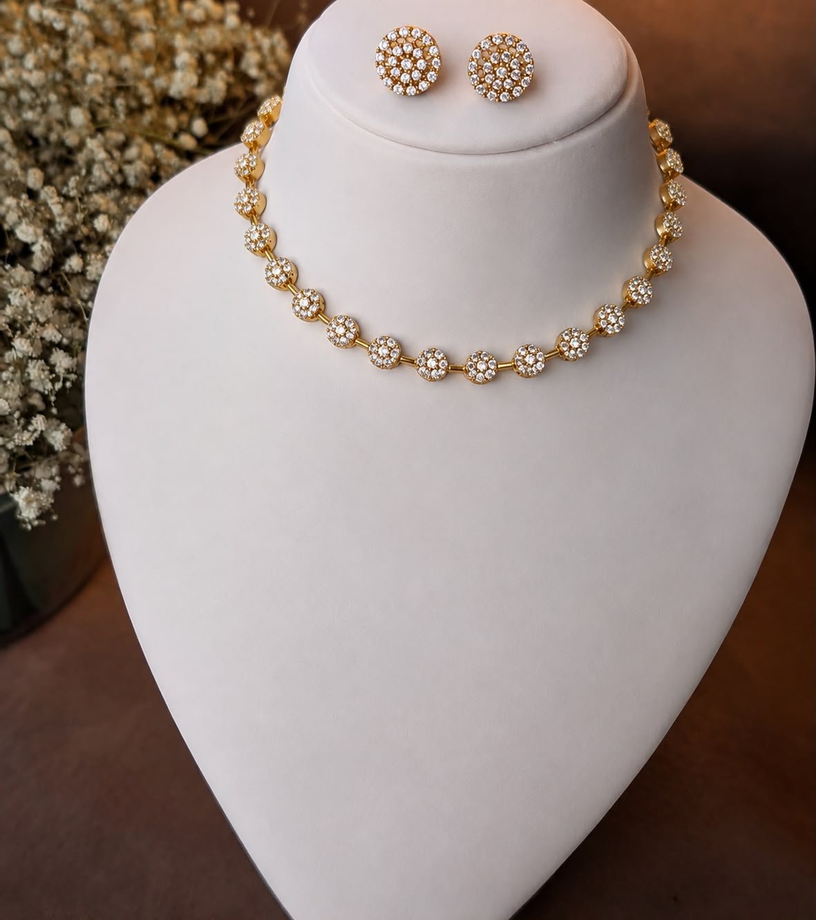 AD Stoned Flower Necklace — view 1