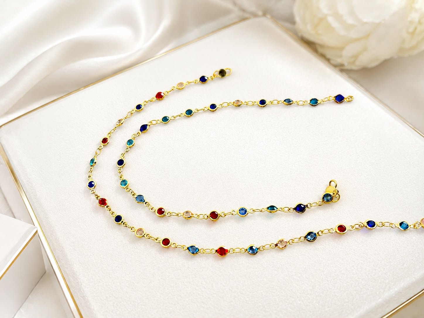 Semi Precious Stone Multi colored Anklet — view 2
