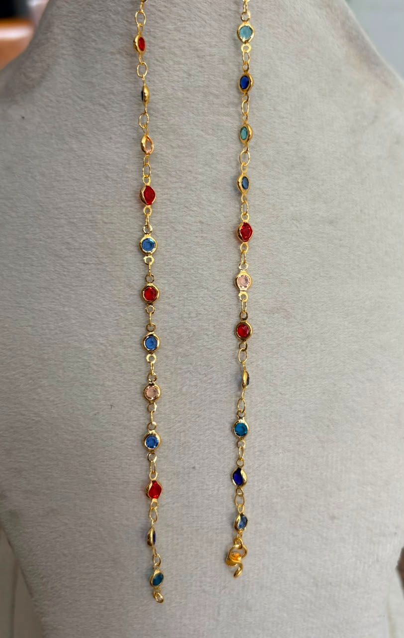 Semi Precious Stone Multi colored Anklet — view 3