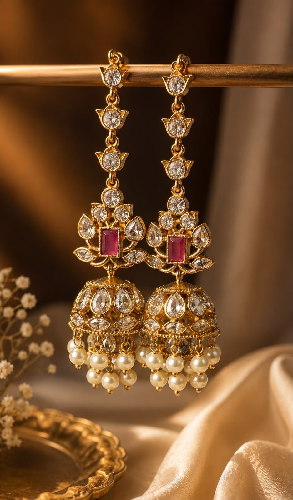 White lotus jhumka