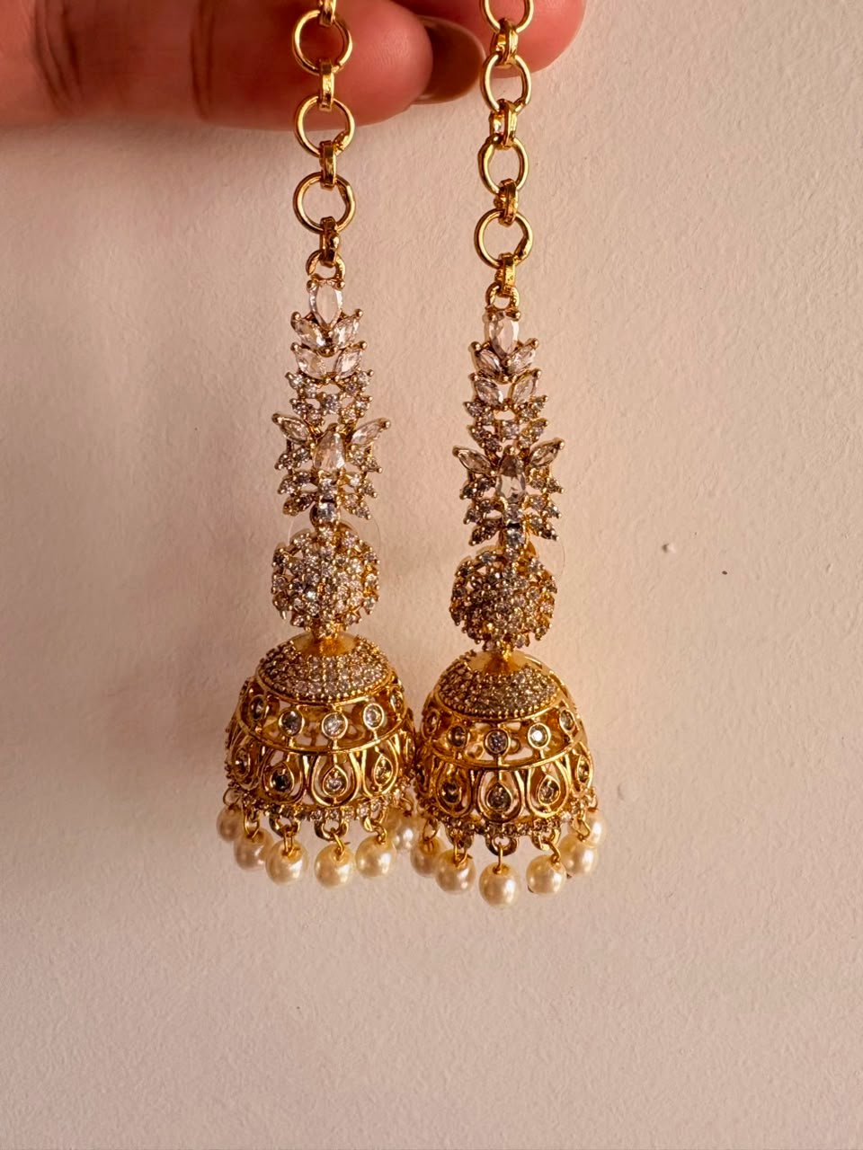 Ad Stoned Jhumka With Earchain — view 1