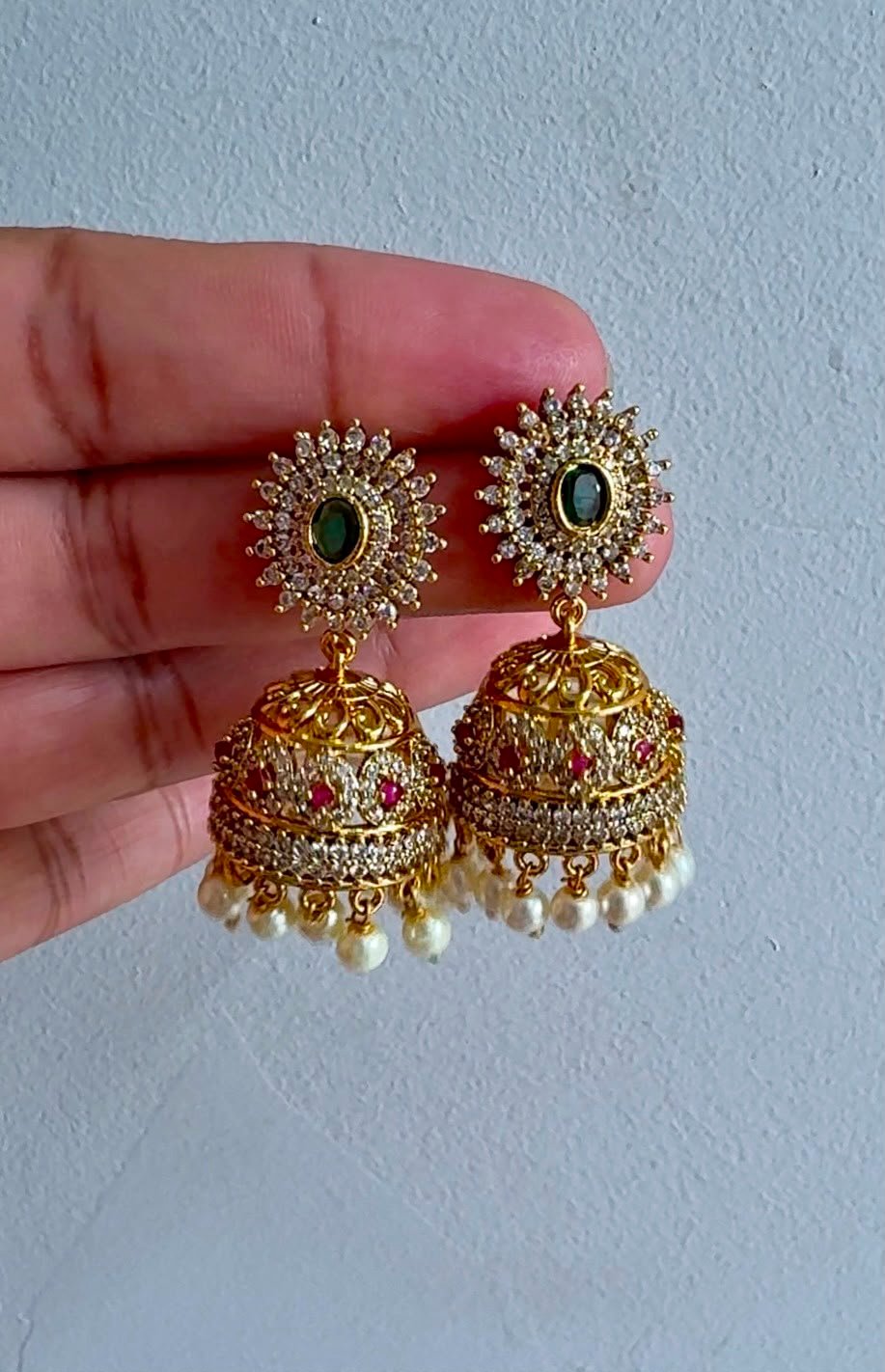 AD Stoned Multicolor Jhumka — view 2