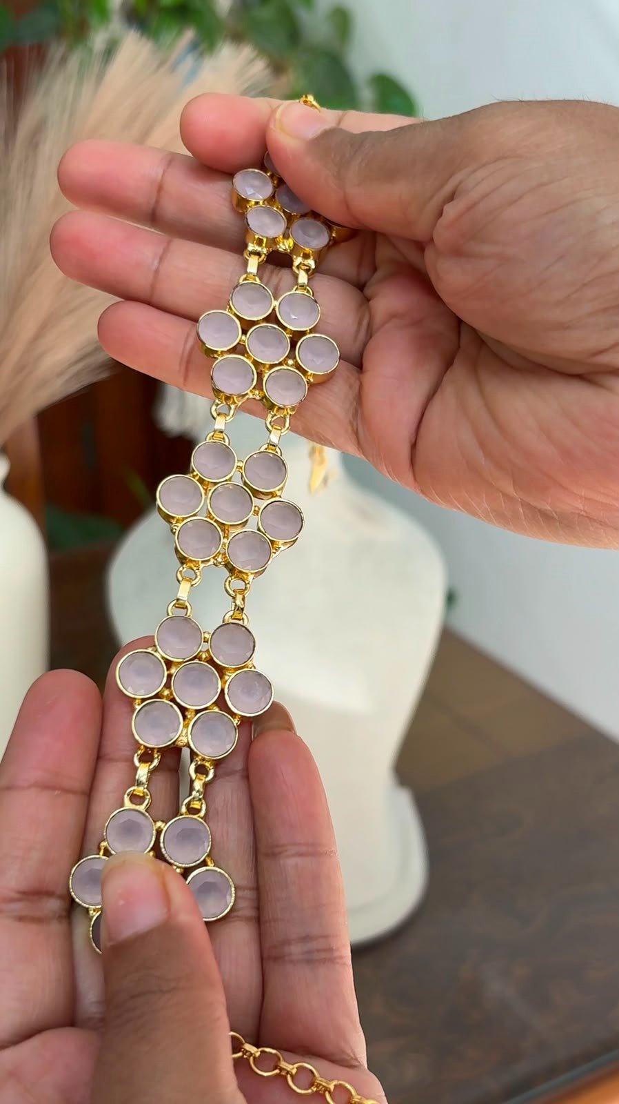 Mona Pink Semi Precious Flower Choker — view 2