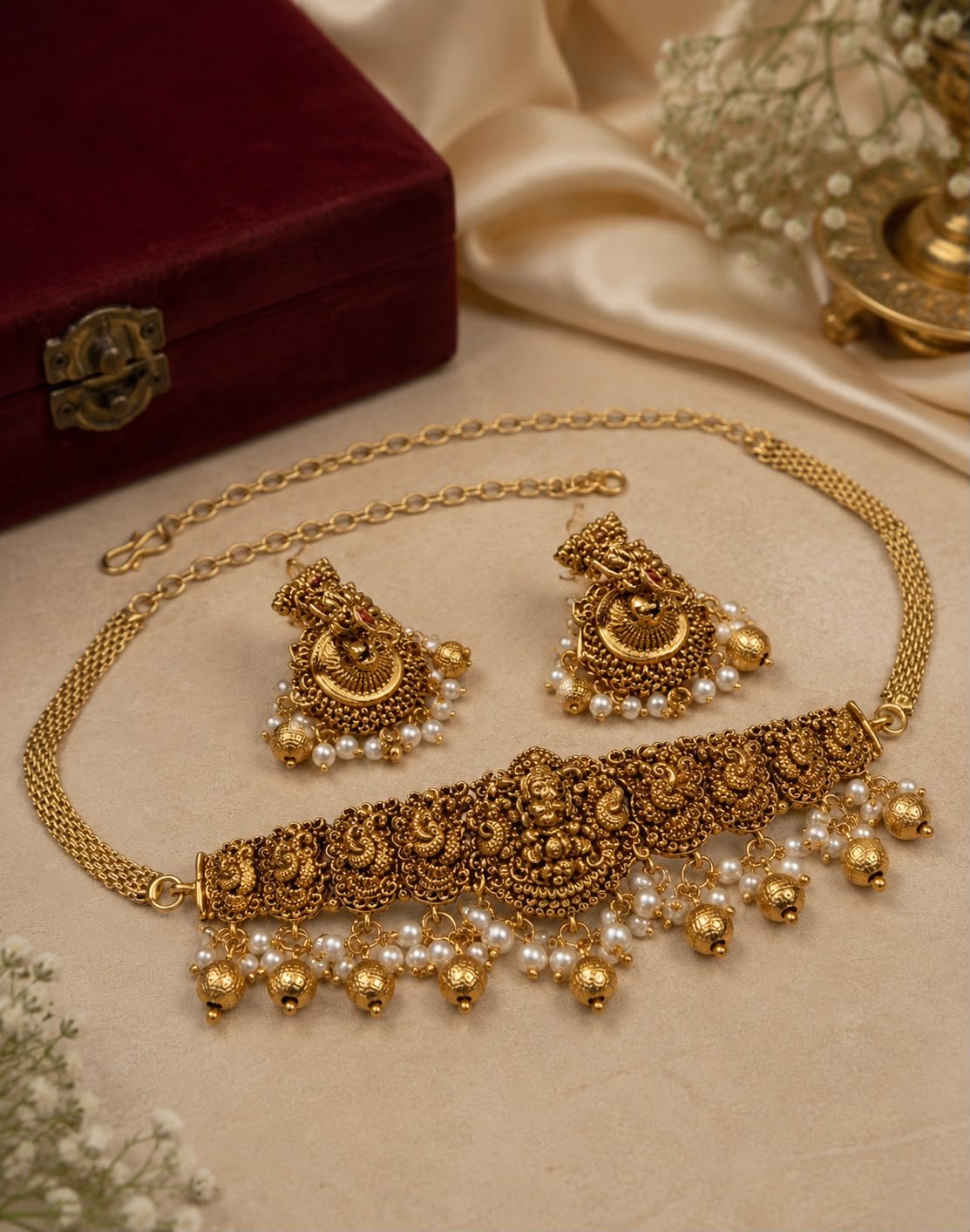 Lkshmi Choker With Pearl And Golden Drops — view 2