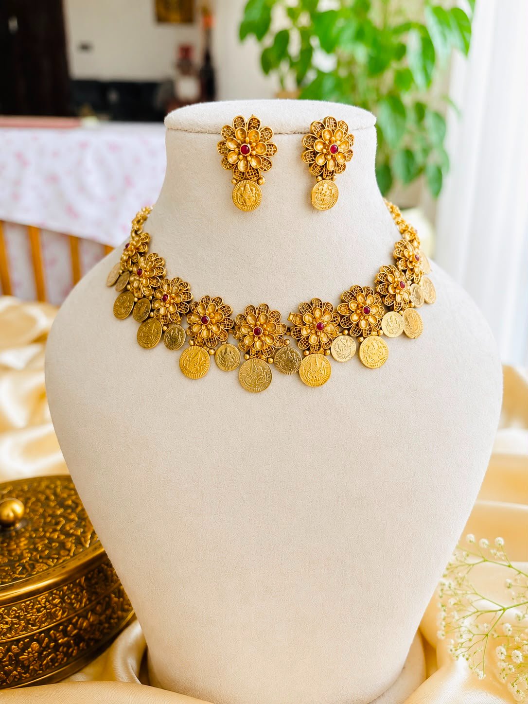 Flower And Coin Necklace — view 1