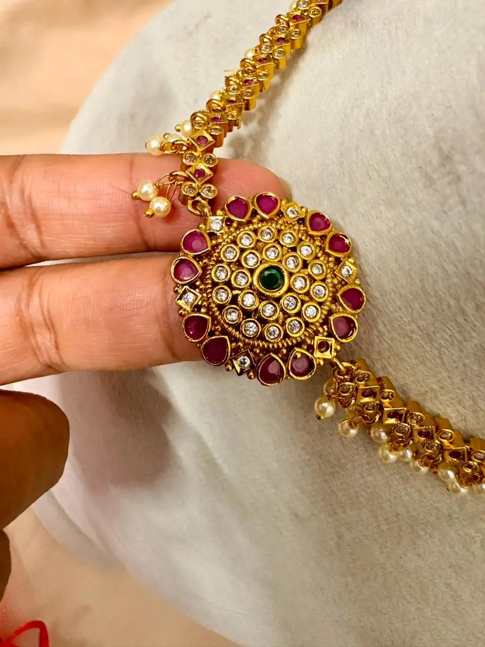 Kemp Stone Choker With Pearl Drops — view 2