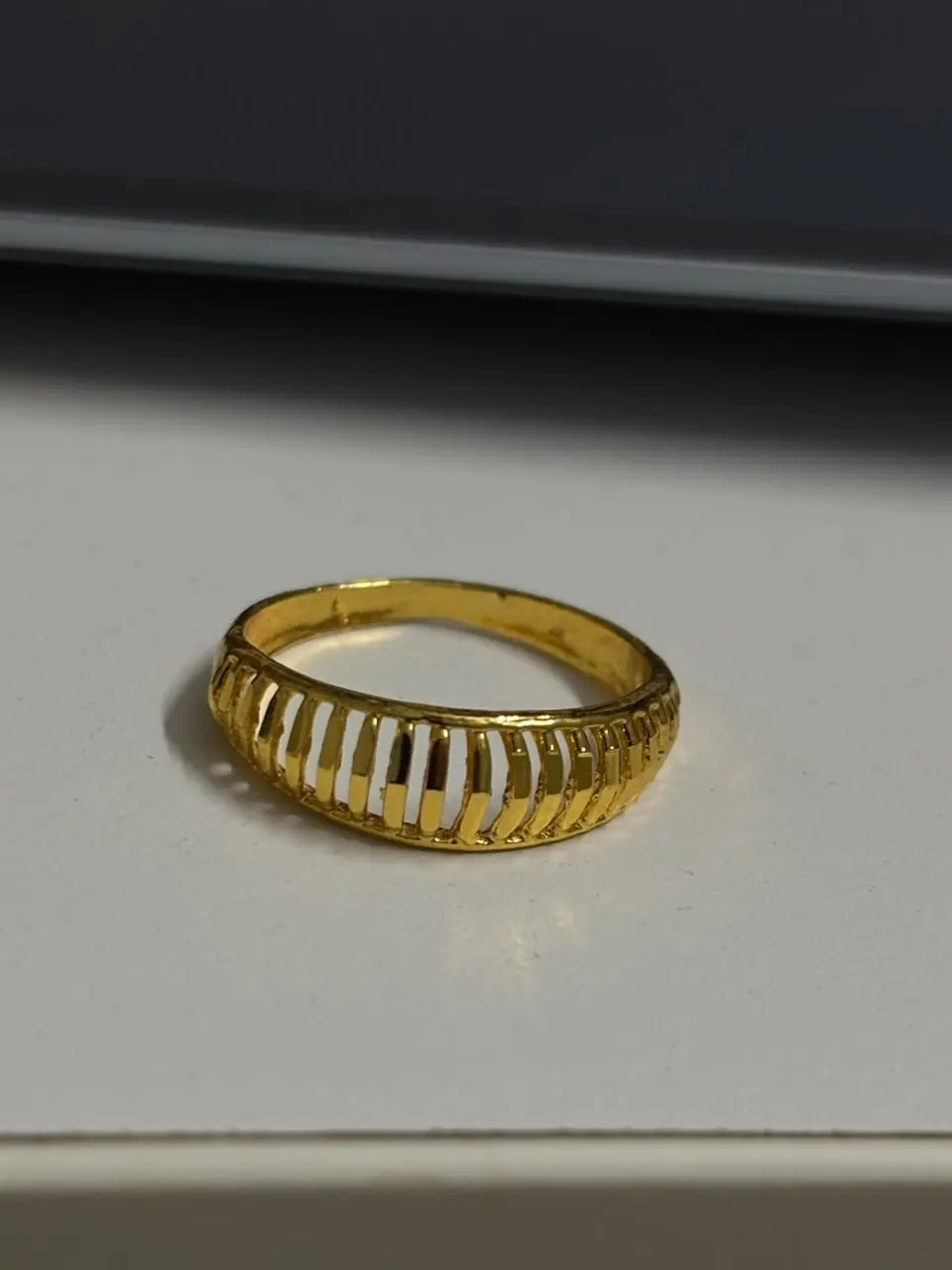 Gold Plated Textured Finger Ring — view 1
