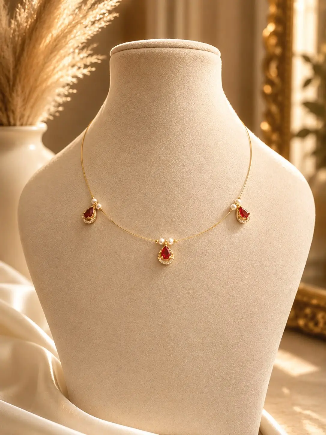 AD Stone With Pearl Pendant Invisible Necklace — view 1