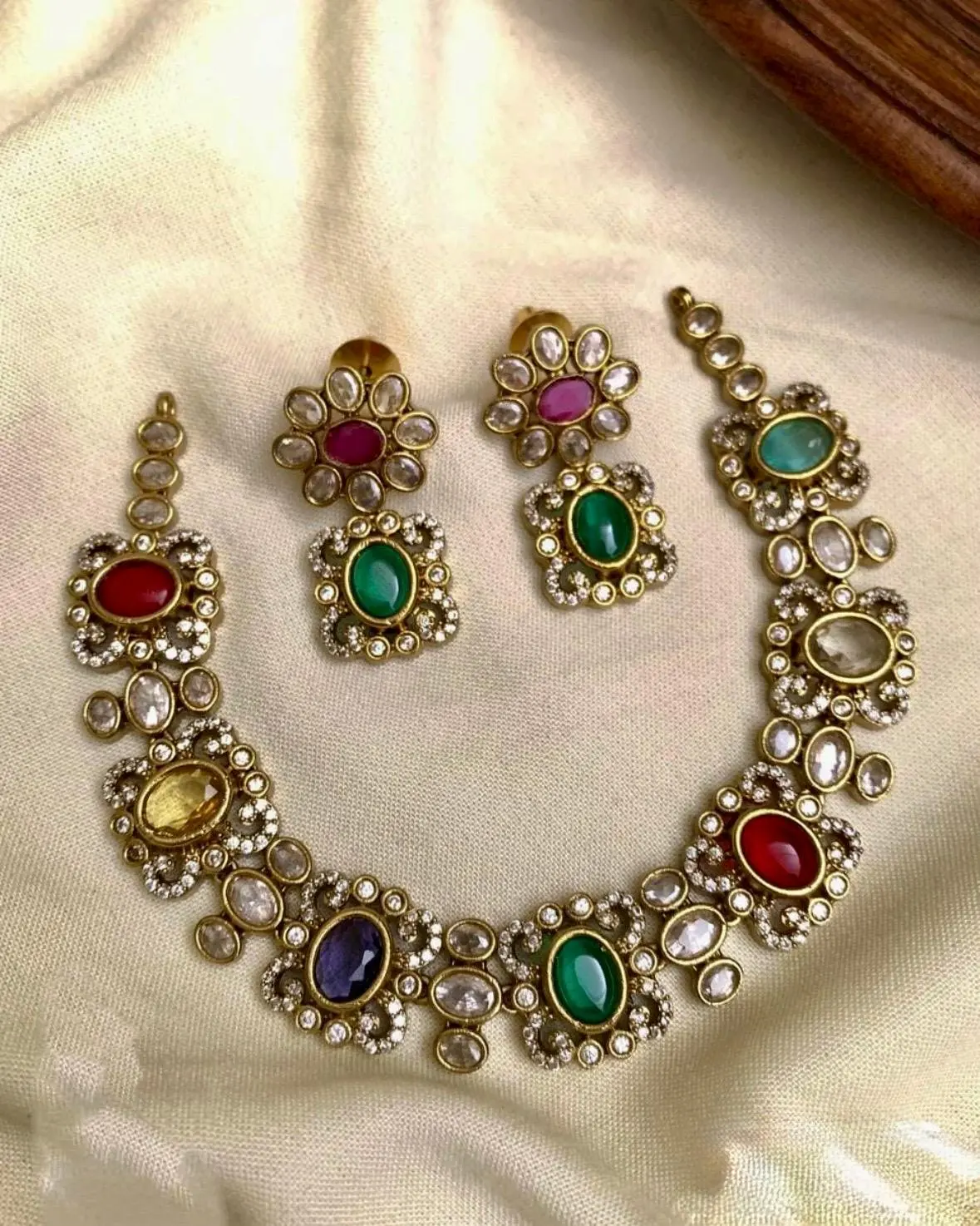 Multi-colored Stoned Necklace — view 2