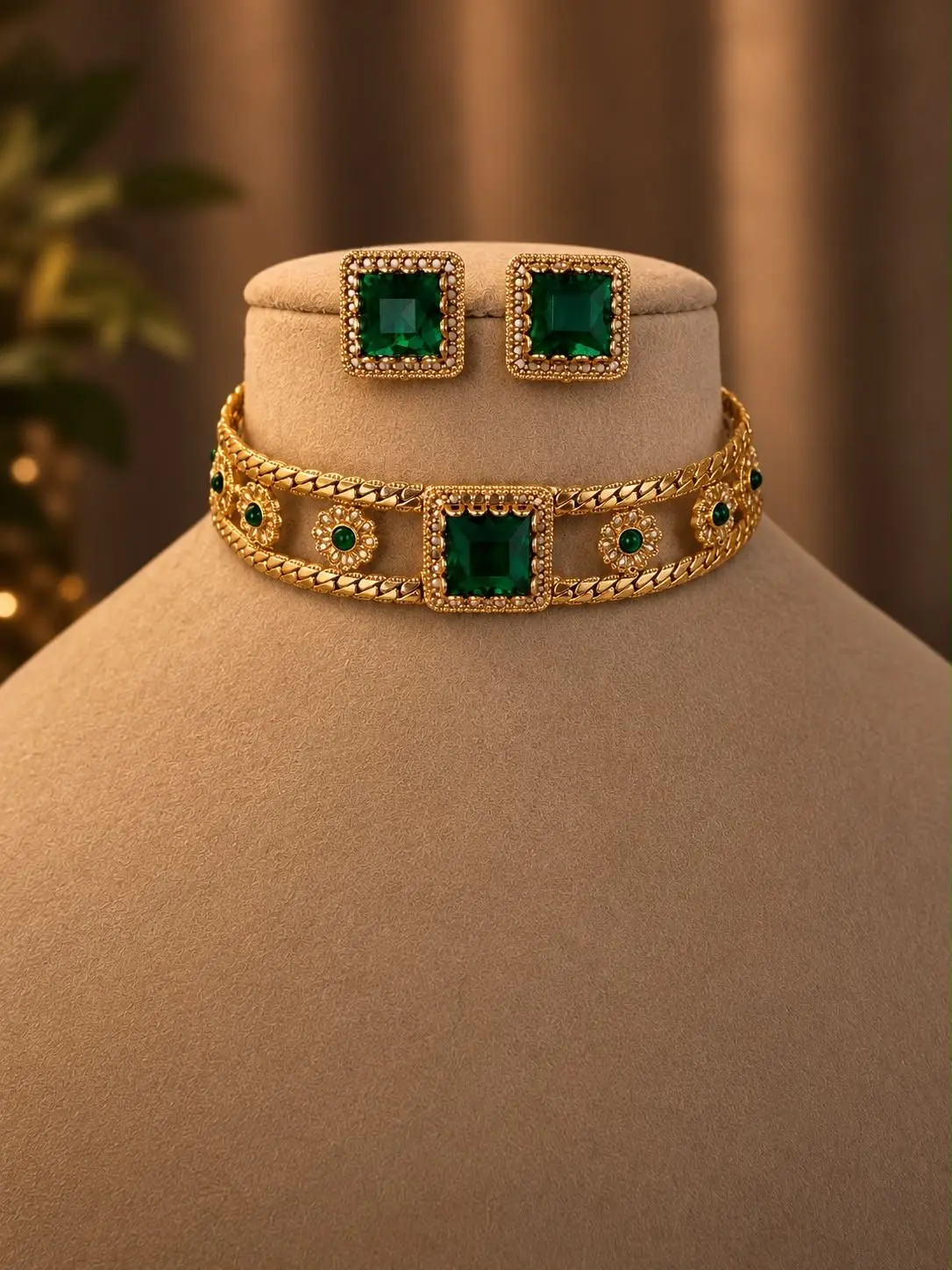 Green Stoned Choker — view 1