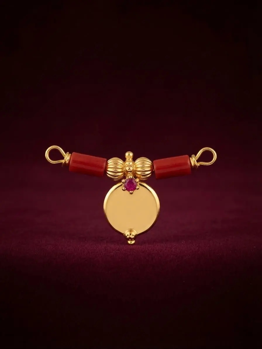 Gold Plated Coral Mangalsutra — view 1