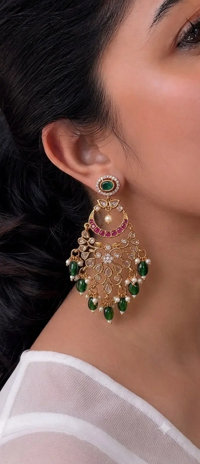Traditional Chandbali earrings — view 2