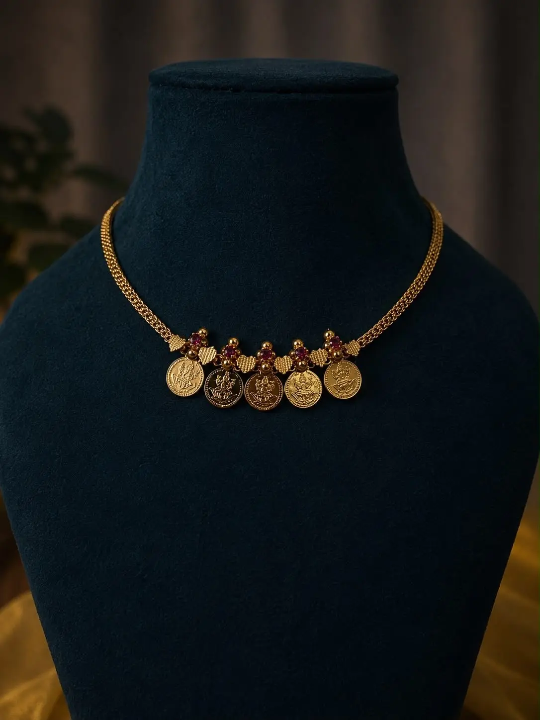 Micro polished coin necklace — view 1