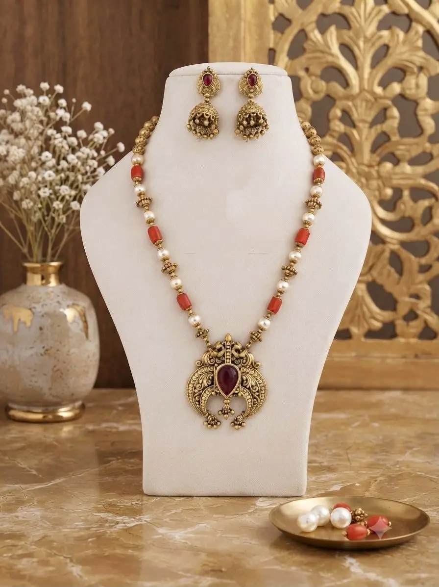 Panchaloham Haram With Pendant — view 1