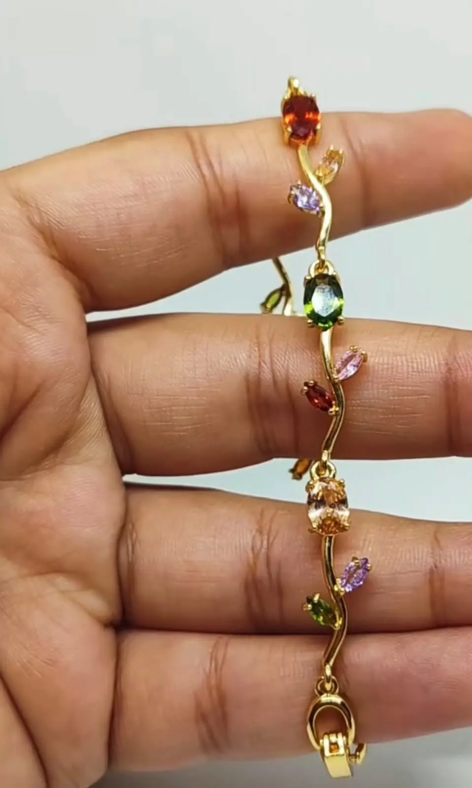 Multi Color Tulip Gold-Tone Bracelet — view 1