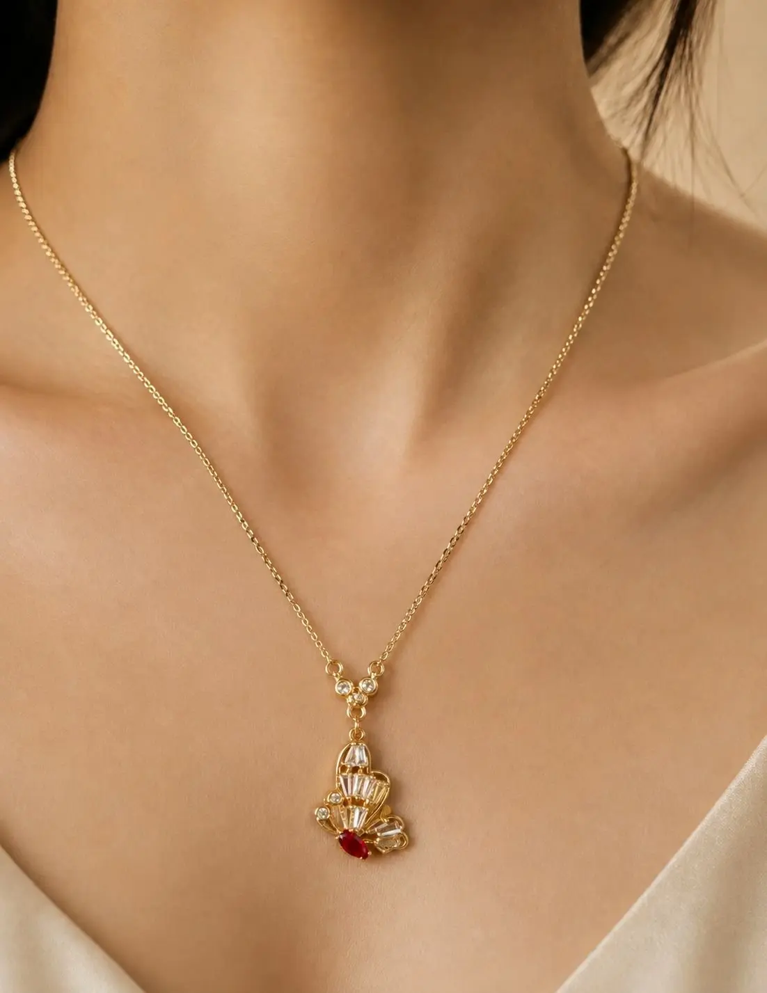 Multicolor Gemstone Pendant Necklace — view 1