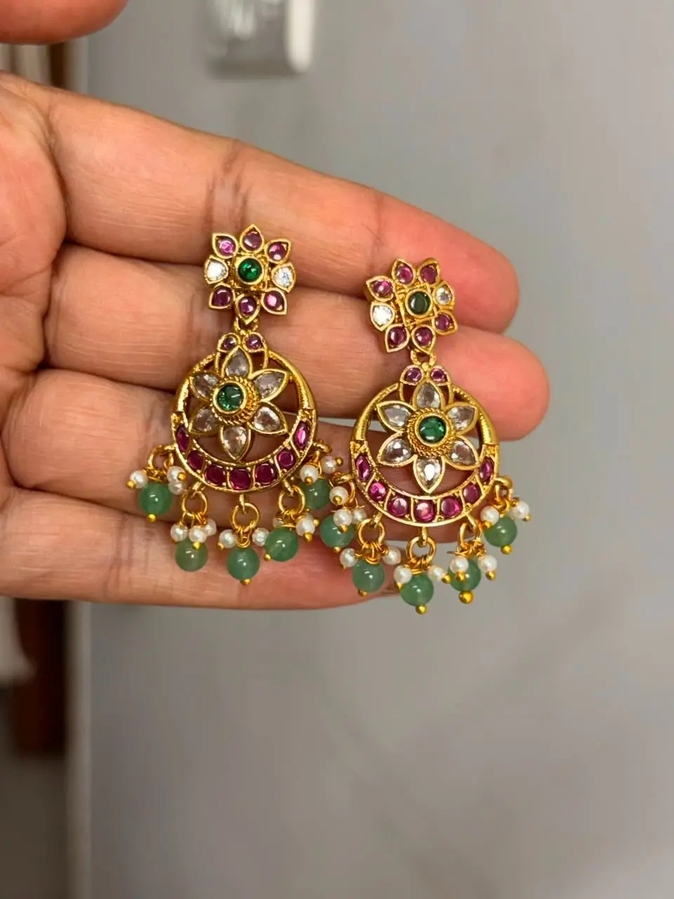 Kemp Neckalce With Matching Chandbali Earrings — view 2