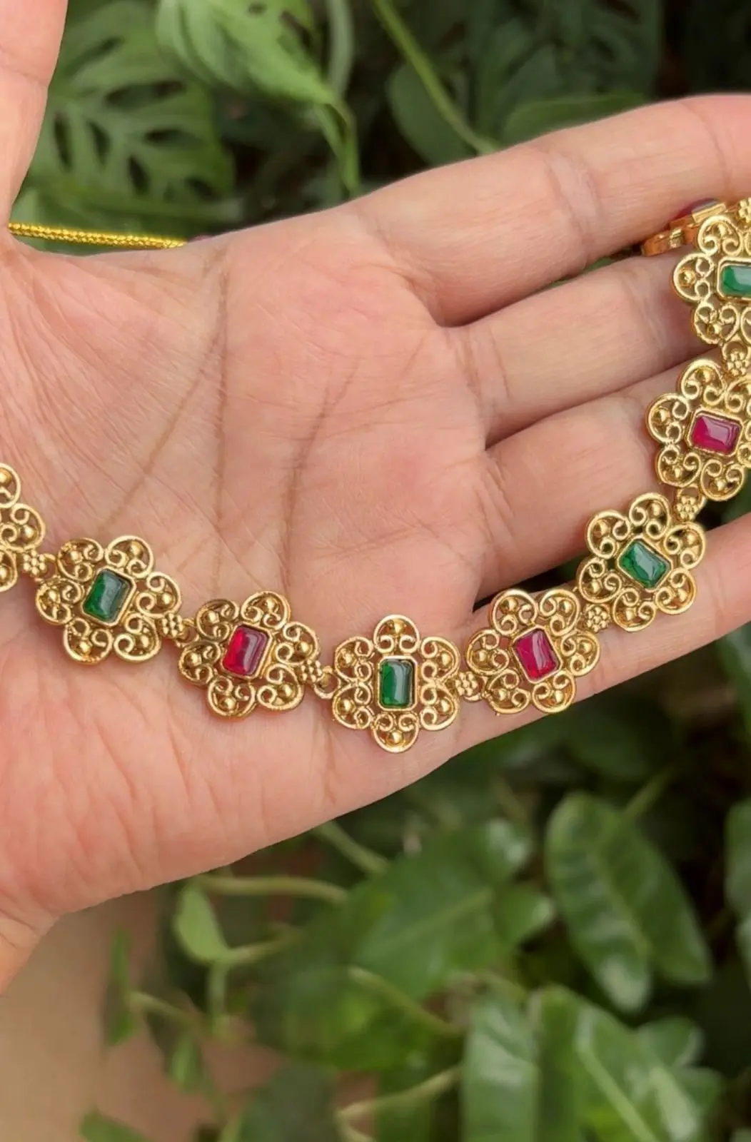 Antique Jhumka & Gold Replica Necklace — view 3