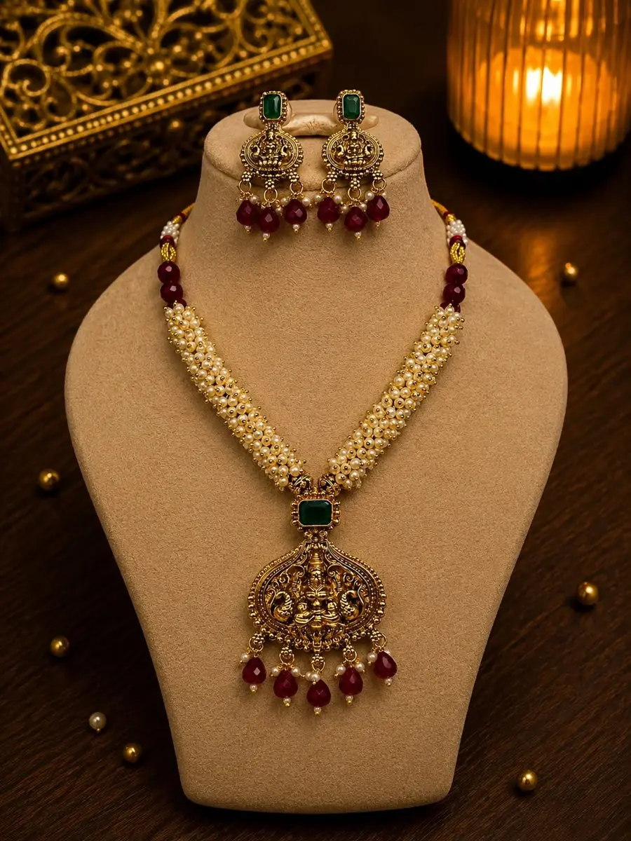 Pearl Haram With Lakshmi Pendant