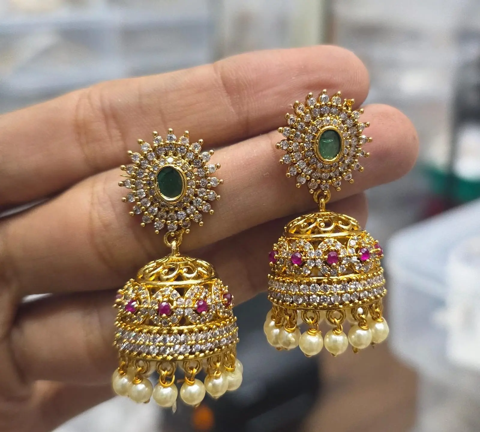 AD Stoned Multicolor Jhumka — view 4