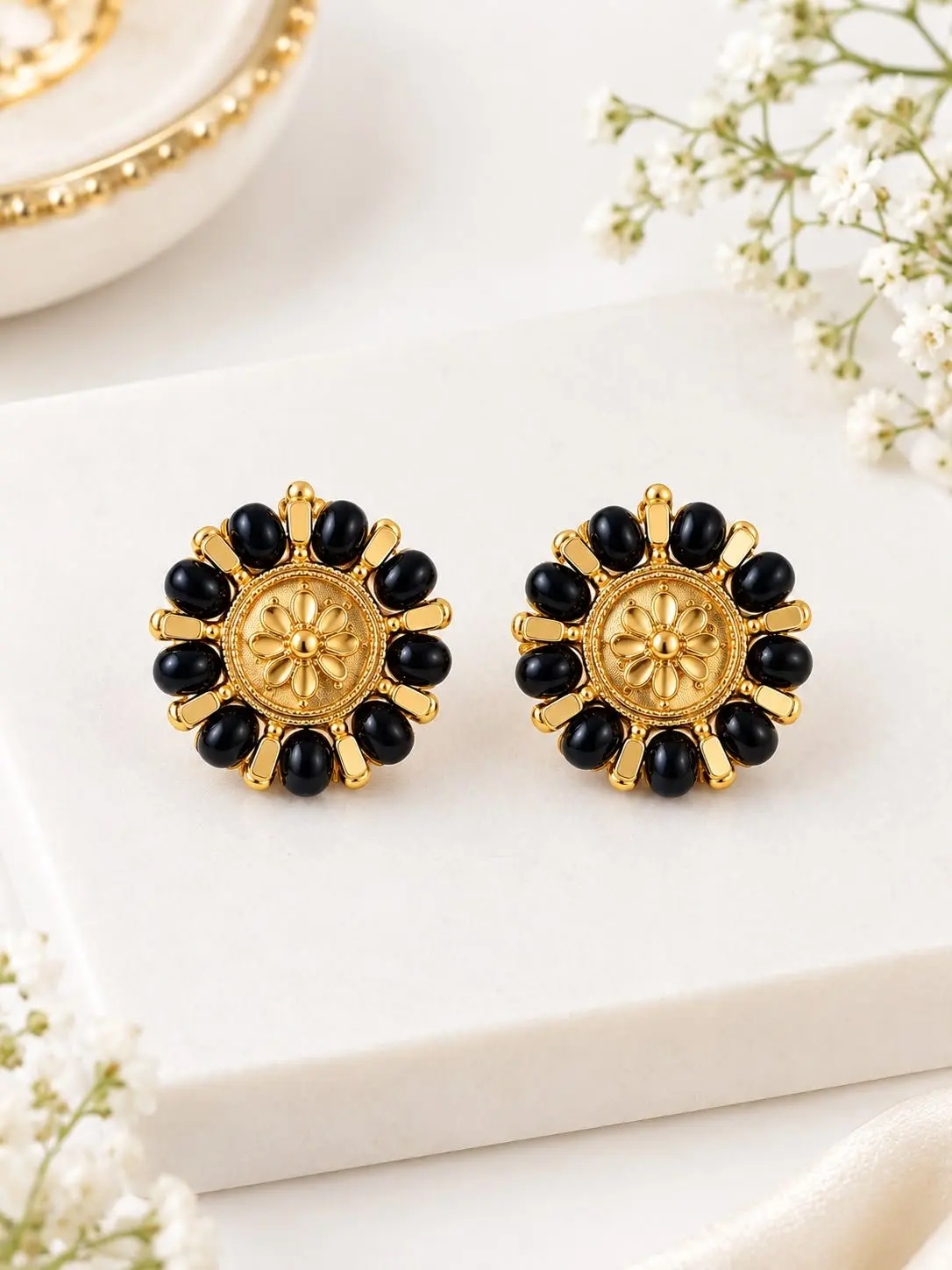 Black Beaded Stud