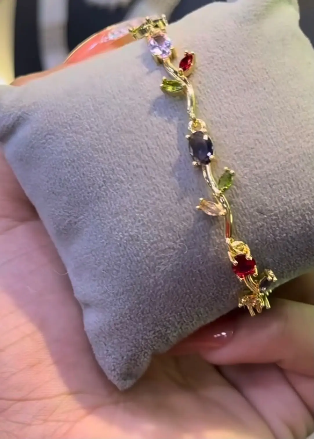 Multi Color Tulip Gold-Tone Bracelet — view 3