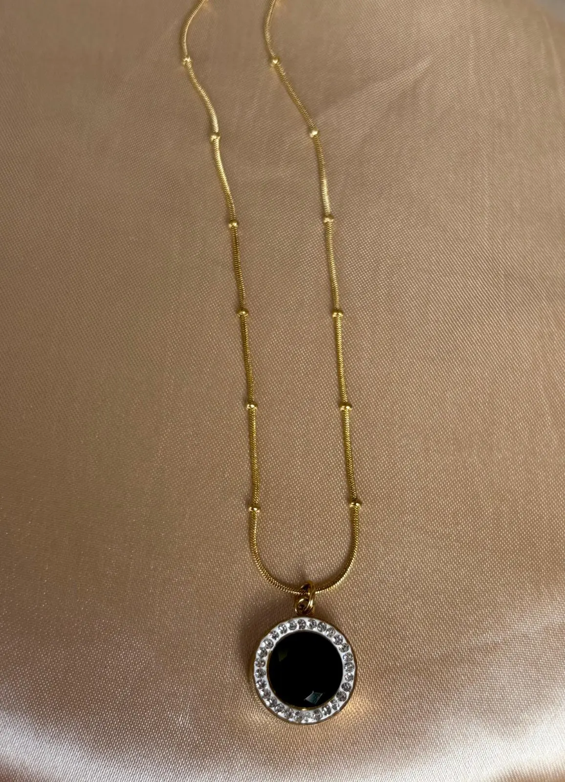 Black Crystal Anti Tarnish Necklace — view 2
