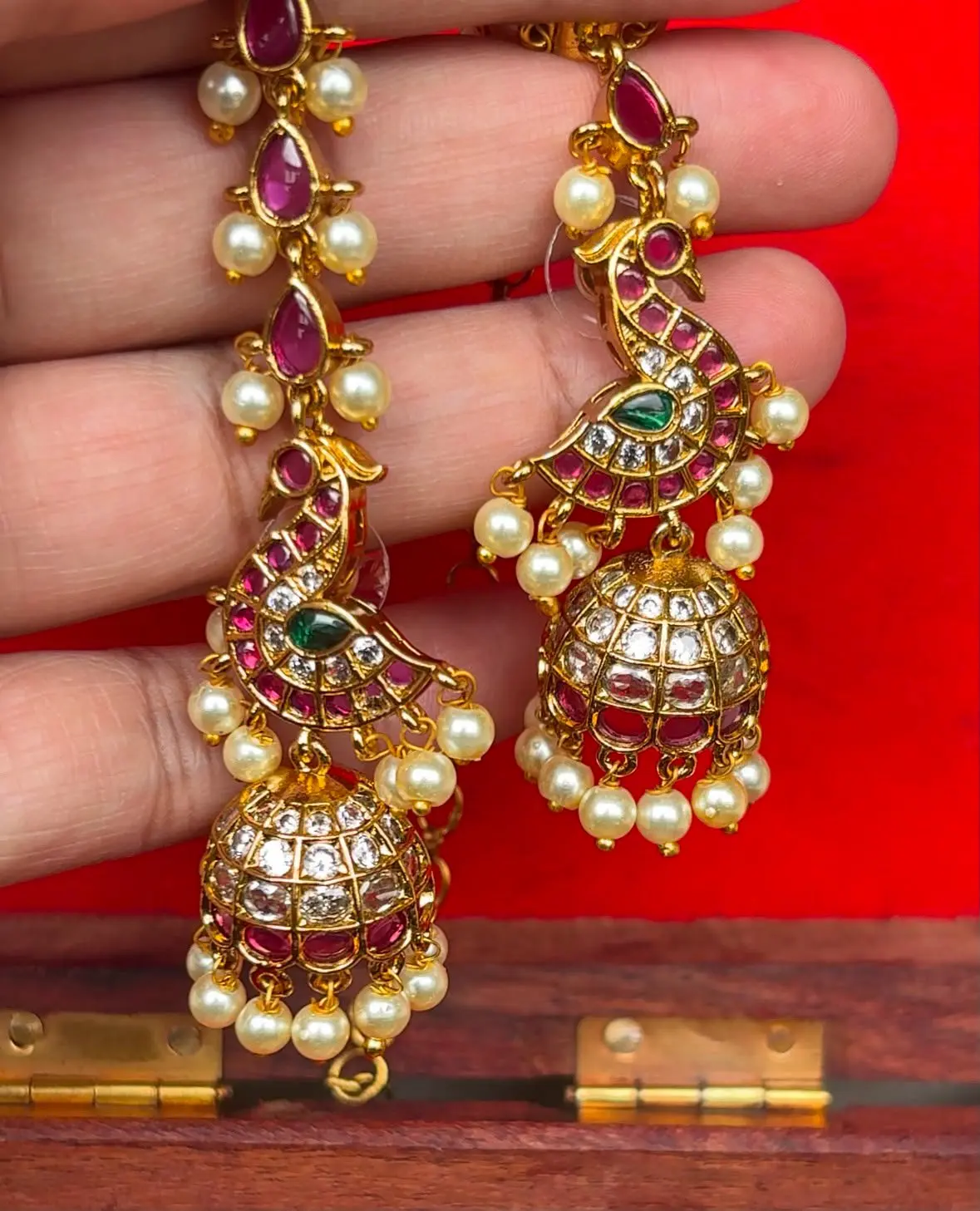 Peacock Mattal Jhumka — view 2