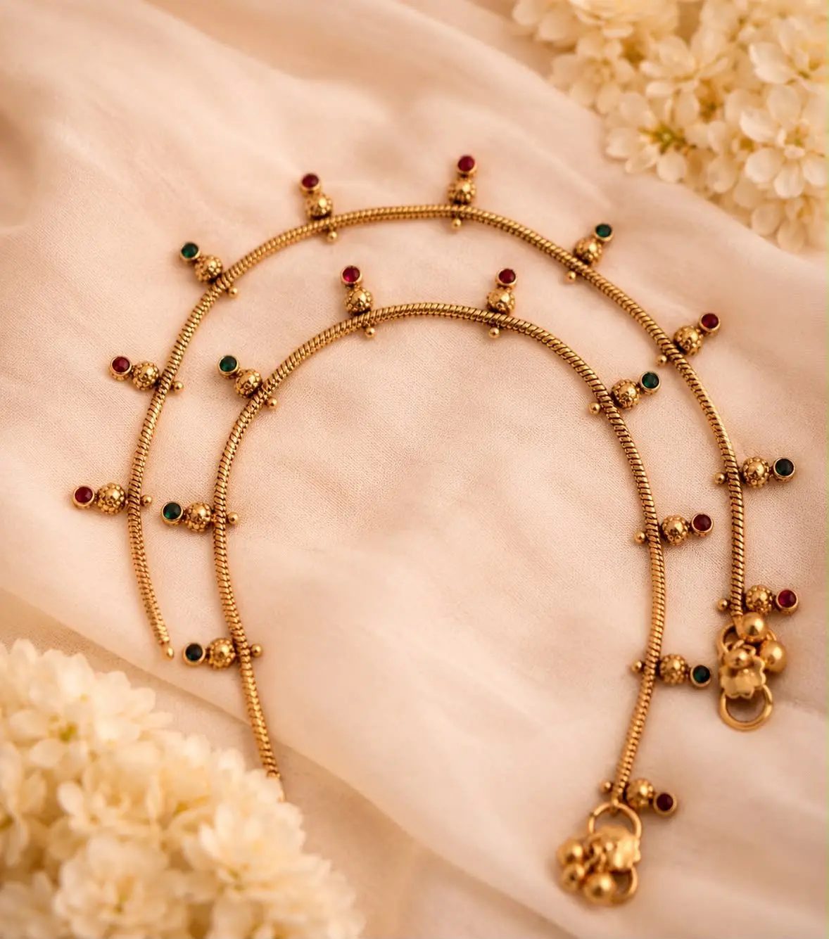 Antique stoned anklets — view 1