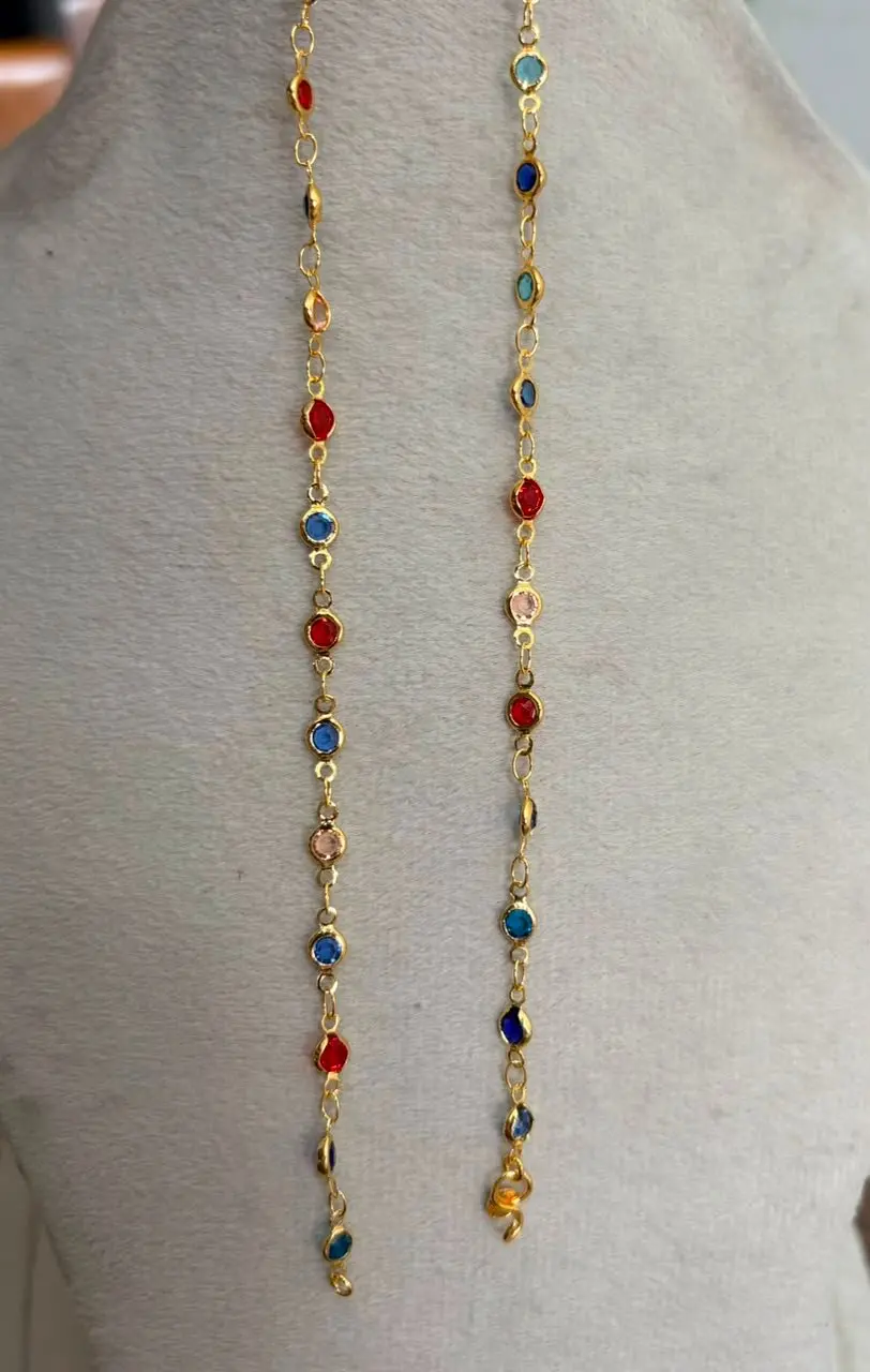 Semi Precious Stone Multi colored Anklet — view 3
