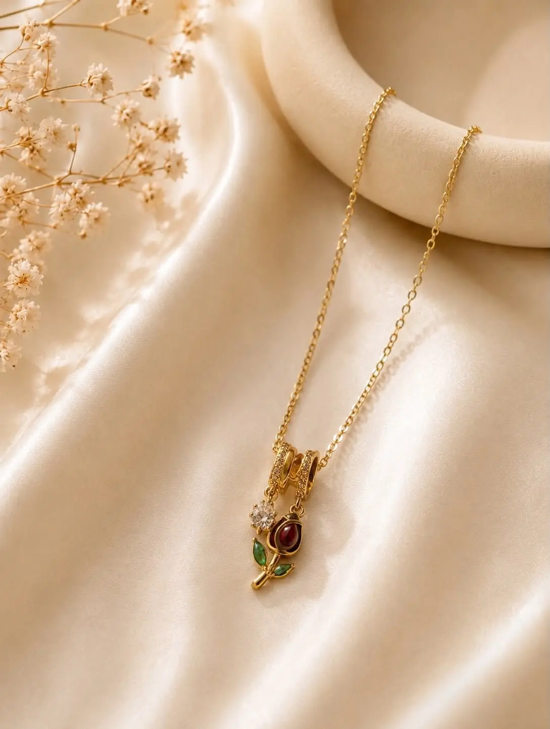 Vintage Purple Tulip Necklace — view 1