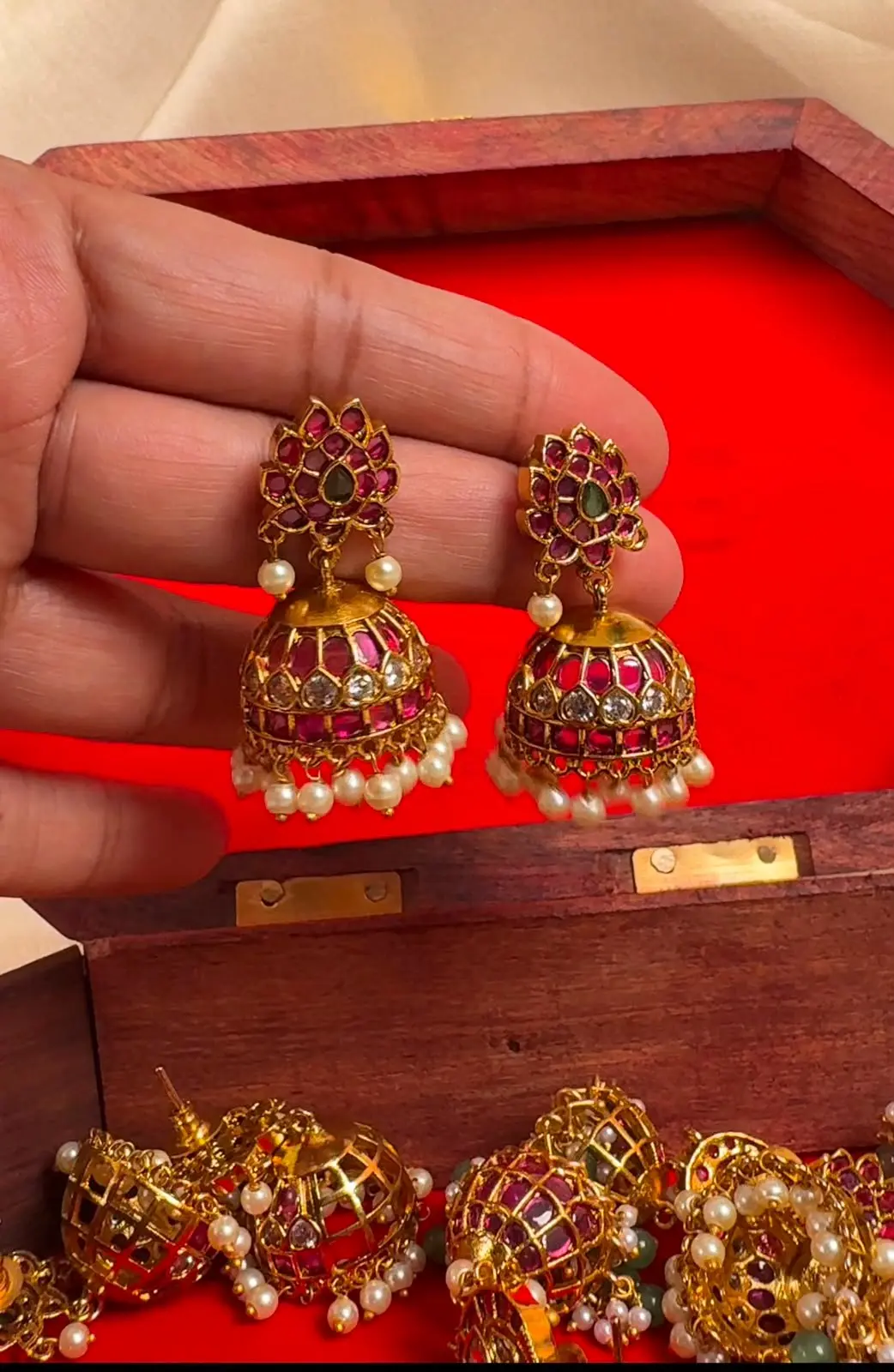 Kemp Jhumka With Peal Drops2.0
