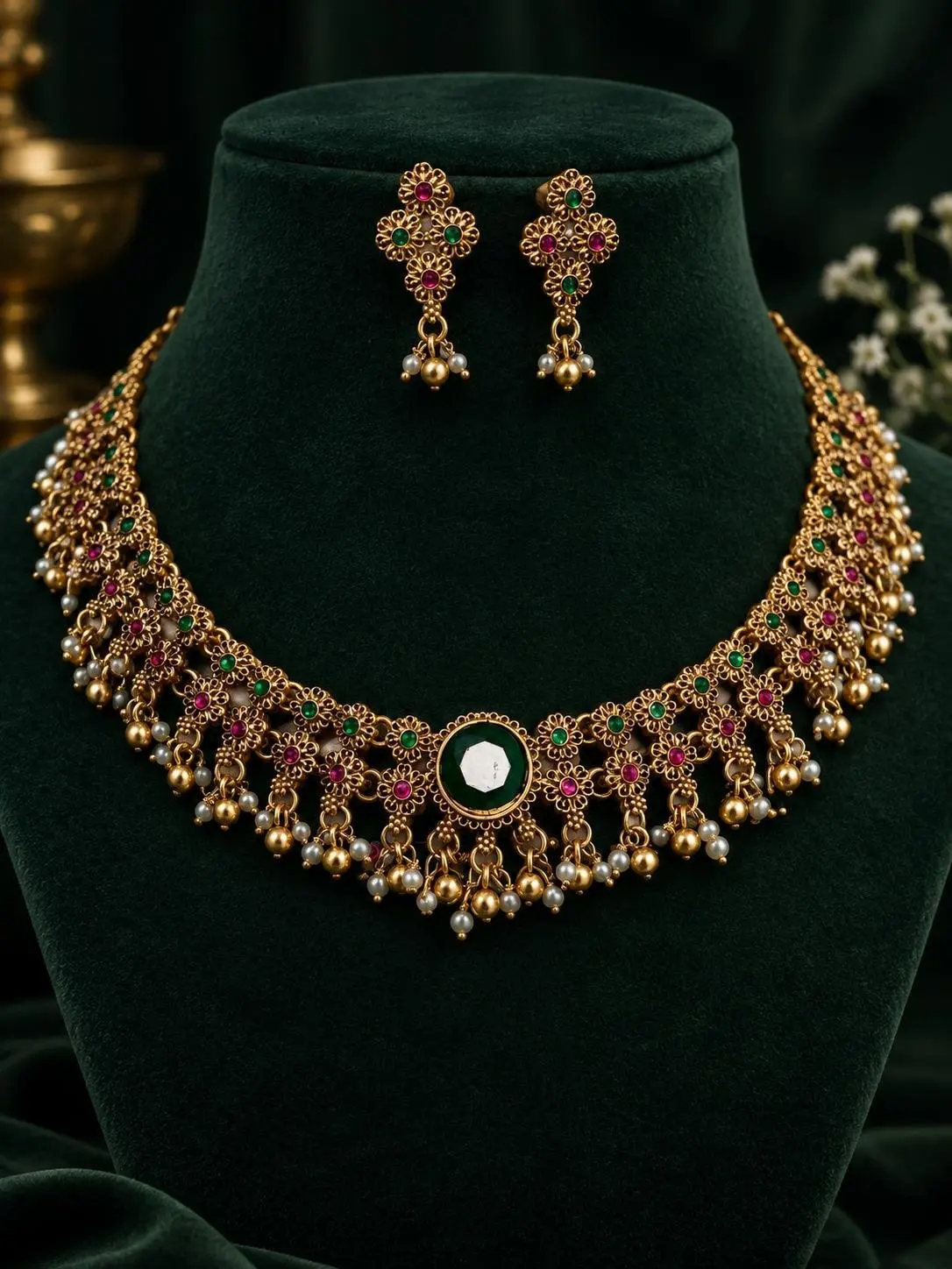 Multicolor Necklace With Drops — view 1