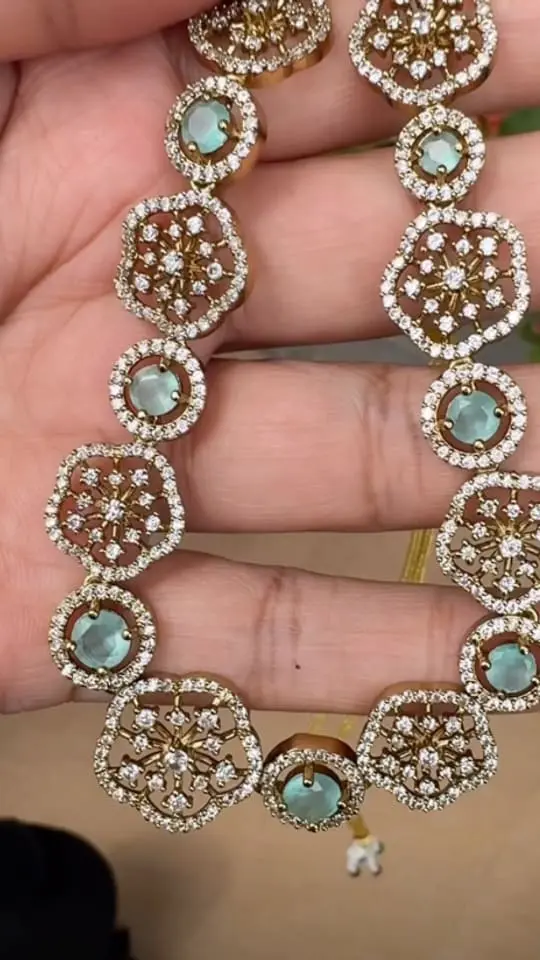 Mint AD stone long necklace