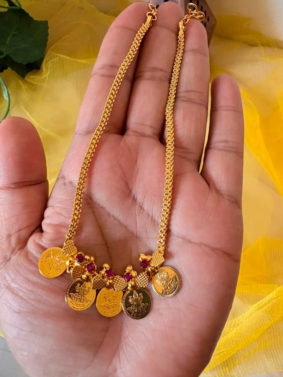 Micro polished coin necklace — view 2