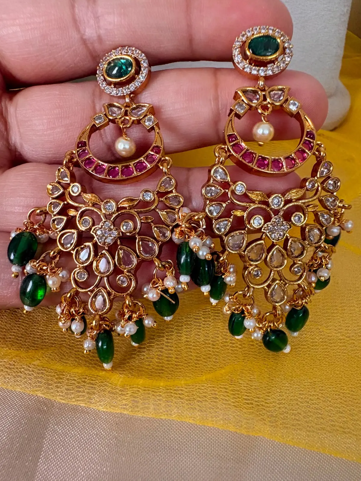 Traditional Chandbali earrings — view 3