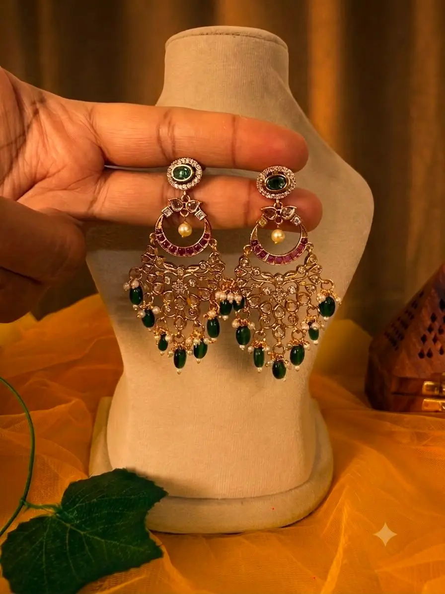 Traditional Chandbali earrings — view 1