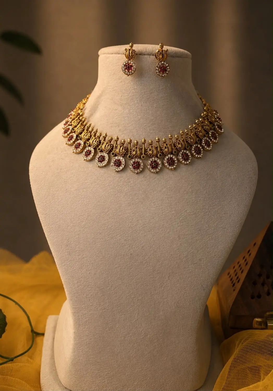 Mayura Stoned Coin Necklace — view 1