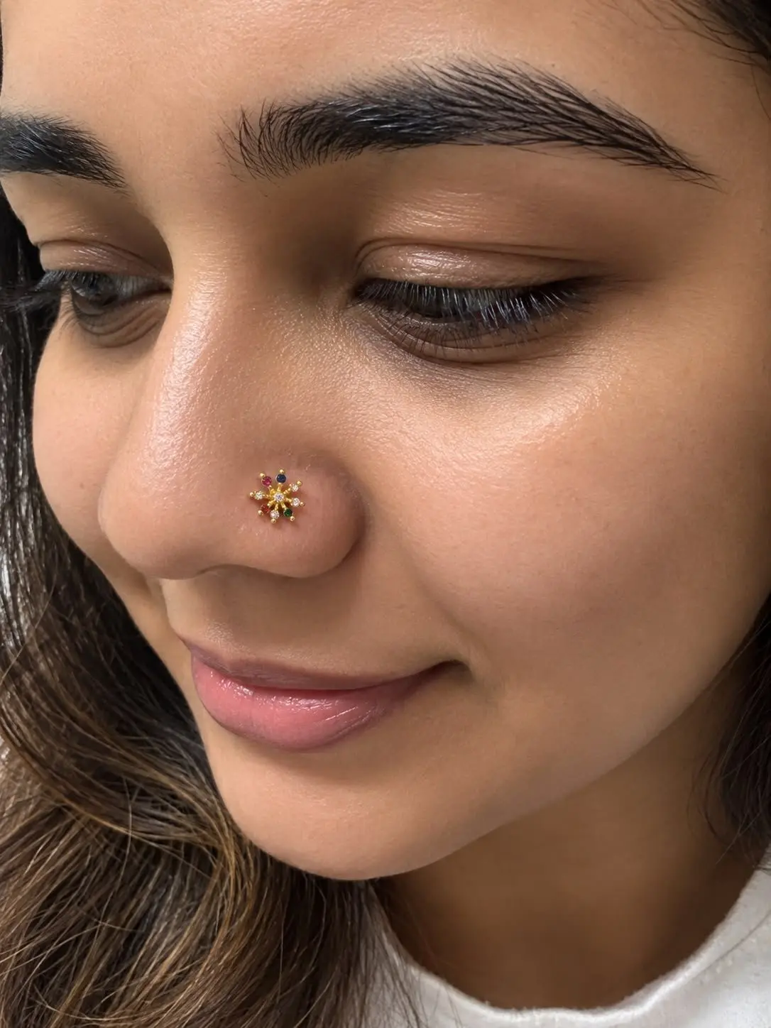 Multicolor Eight Stone Nosepin — view 1