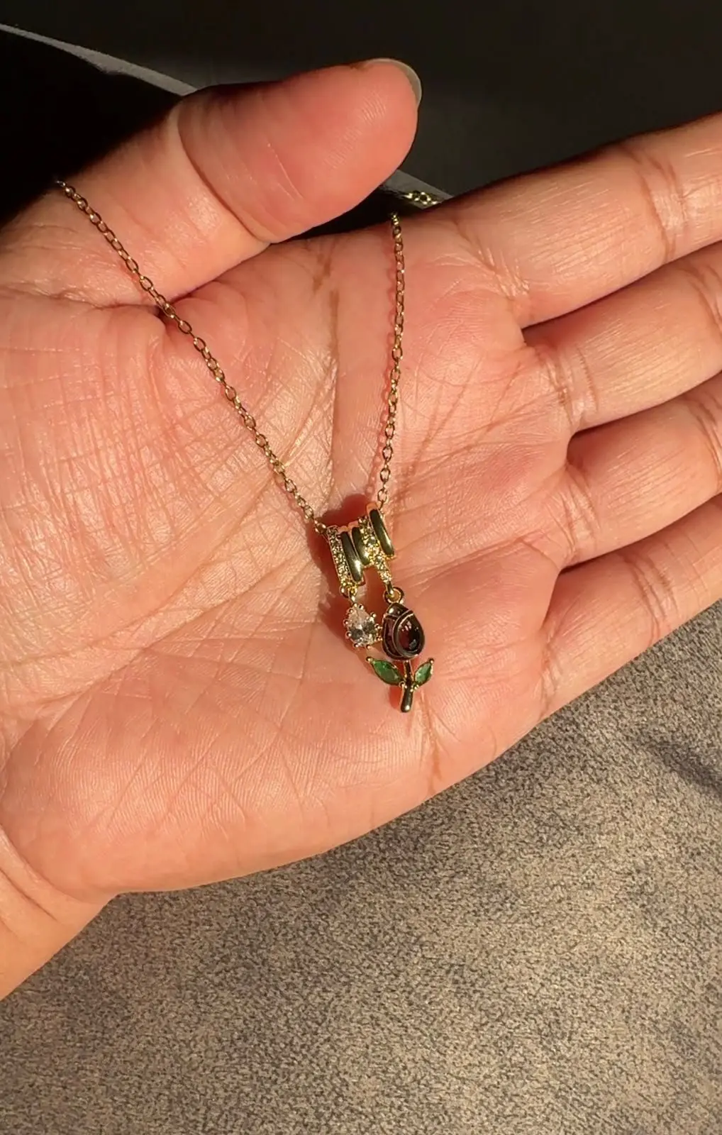 Vintage Purple Tulip Necklace — view 2