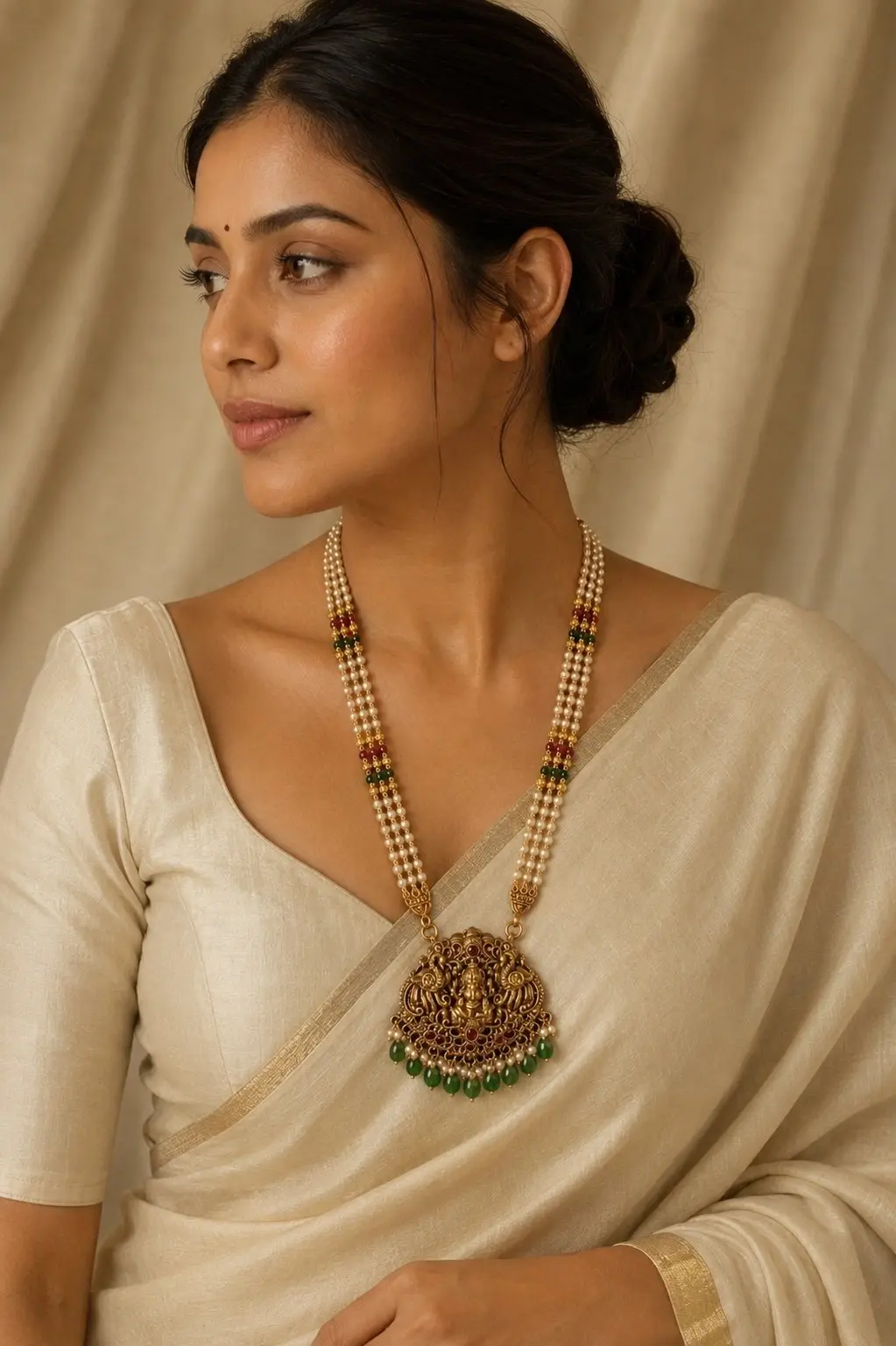 Long pearl goddess haram — view 1