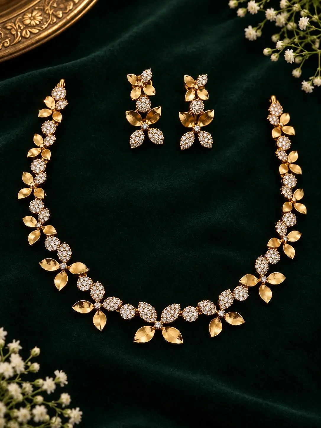 Floral Ad Necklace with Stud