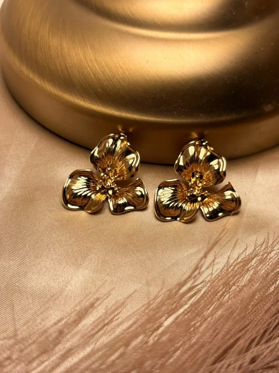 Golden Flower Earrings — view 1